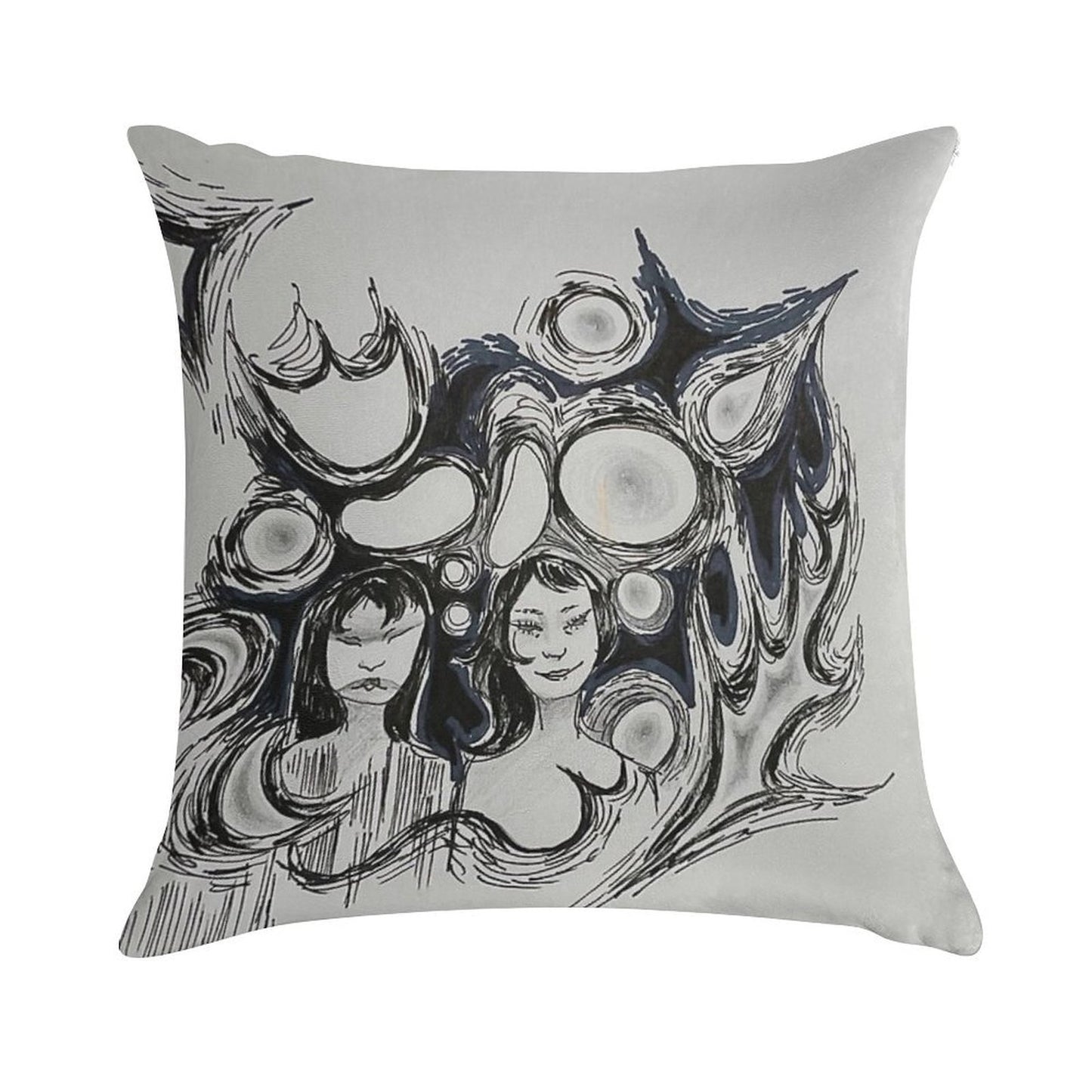 Spooky Girls Design Soft Washable Throw Pillow