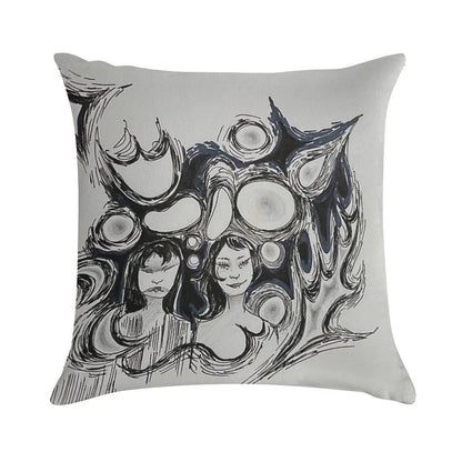 Spooky Girls Design Soft Washable Throw Pillow