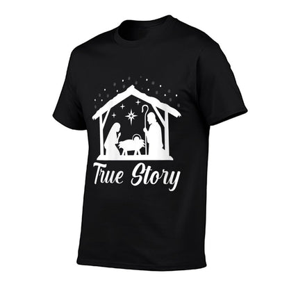 Womens True Story Christmas Christian Religion Religious Xmas  Oversized Silhouette T-Shirt
