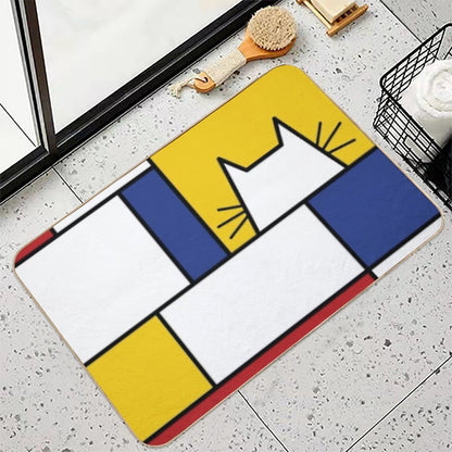 Piet Mondrian Art Cat Geometric Simple Polychromatic Design  Long-Lasting Bath Mat