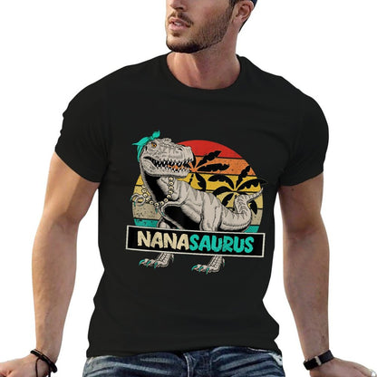Fun Matching Family Dinosaur T-Rex for Nana NANASAURUS  Rolled Sleeves T-Shirt
