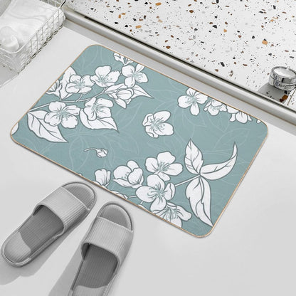 Jasmine Flowers Seamless Pattern  Easy Maintenance Bath Mat