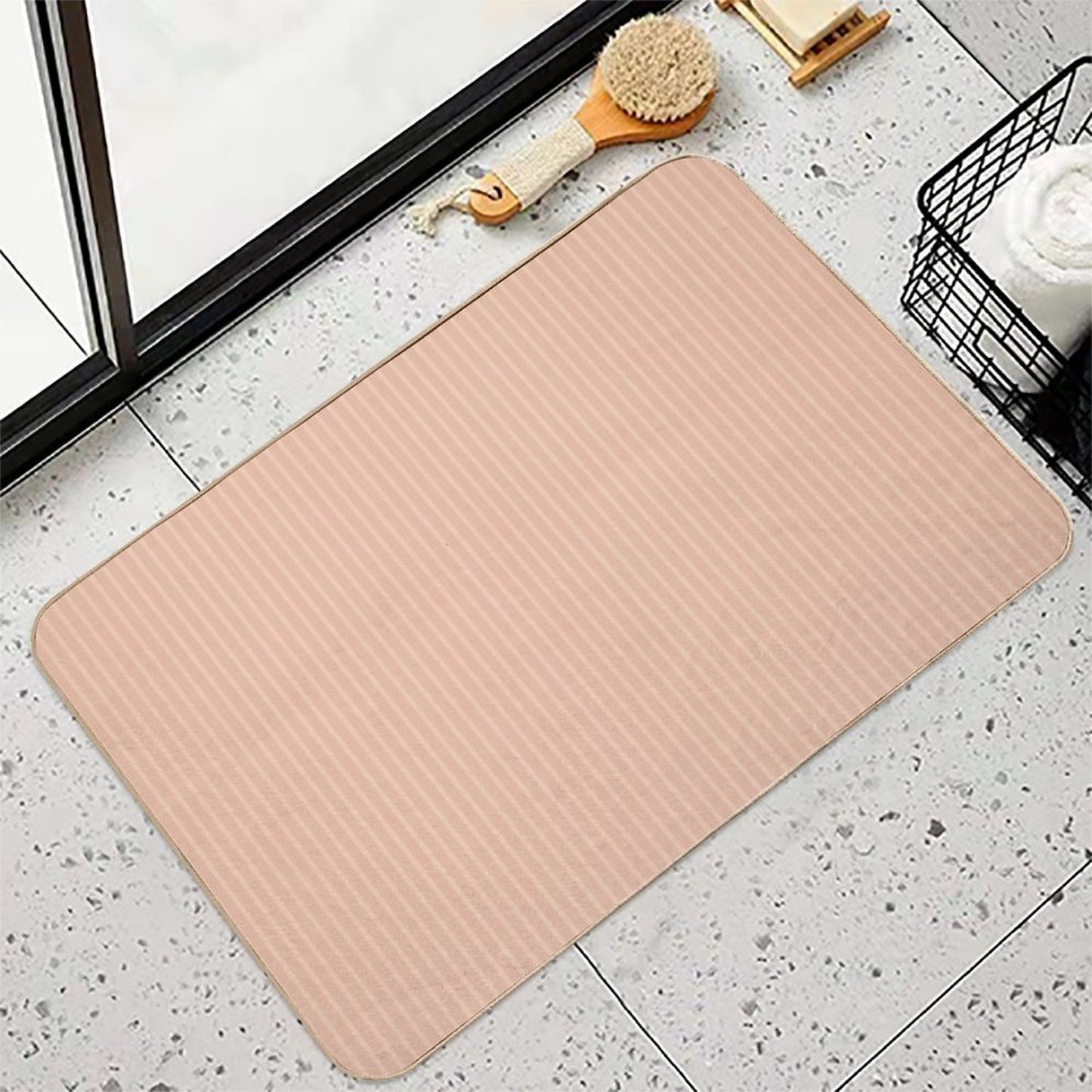 Cozy Comfort - Stripe  Blush  Fade-Resistant Bath Mat