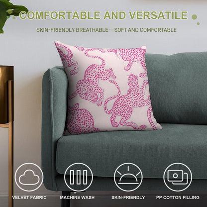 Preppy Pink Cheetah Pattern Soft Warmth Comfort Throw Pillow