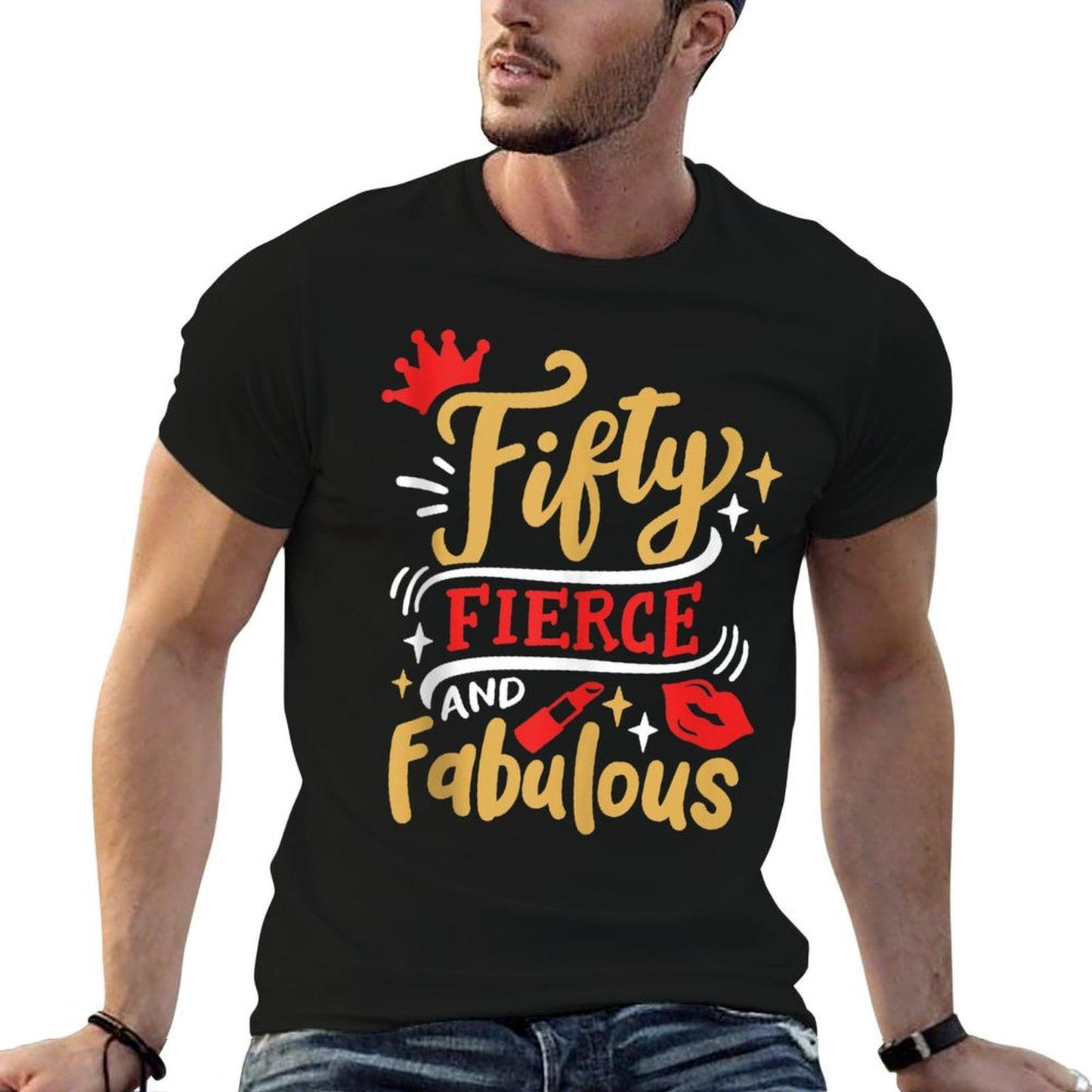 Fifty And Fabulous 50th Birthday Bday 50 Years Old  Summer-ready Fabric T-Shirt
