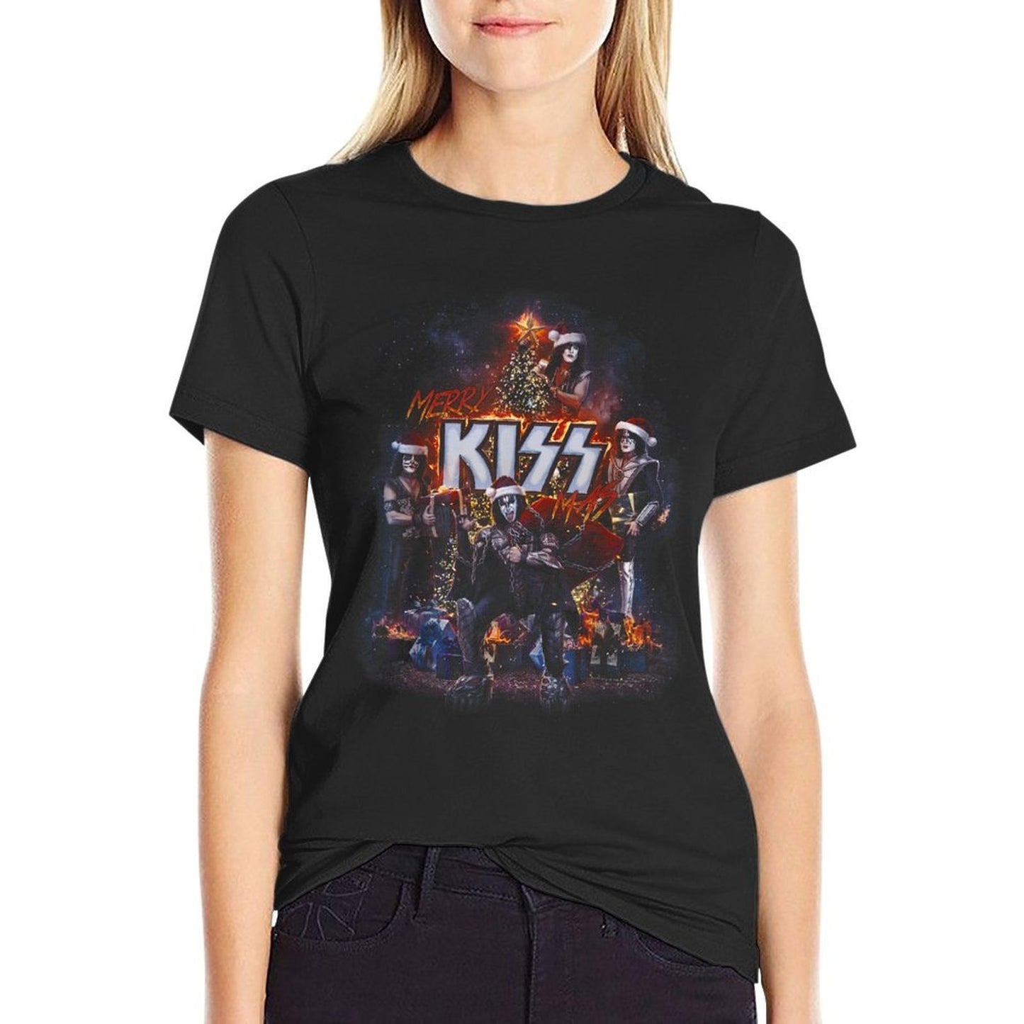 KISS - Very Merry KISSmas  Heathered Texture T-Shirt