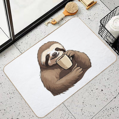Sloth Drinking Coffee  Toxin-Free Bath Mat