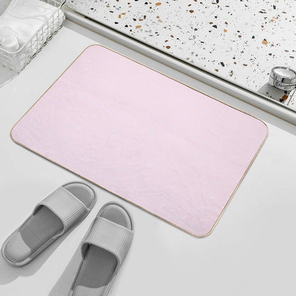 Spaced-Out Tiny Hexagons, Simple Geometric Print, Pale Purple on Pastel Pink  Rapid-Drying Bath Mat