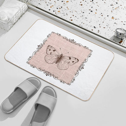 Natural Linen Art  Easy To Clean Bath Mat