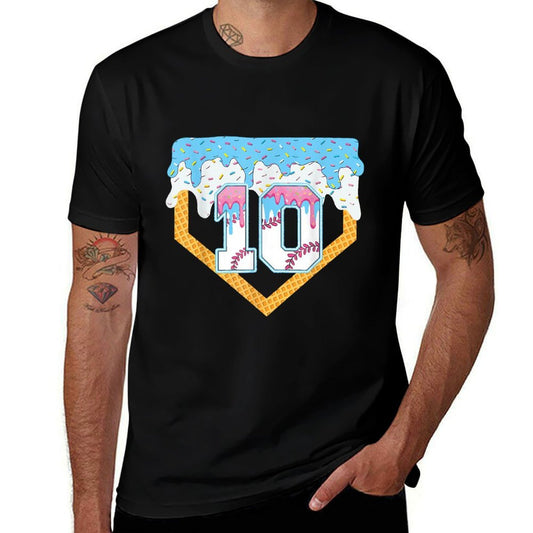 10th Baseball Ice Cream Dripping Baseball Drip Birthday Boys Comfortable T-Shirt