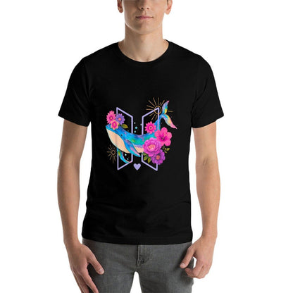 Orca With Floral Funny Graphic For Summer Girl Women Kids  Odor-resistant T-Shirt