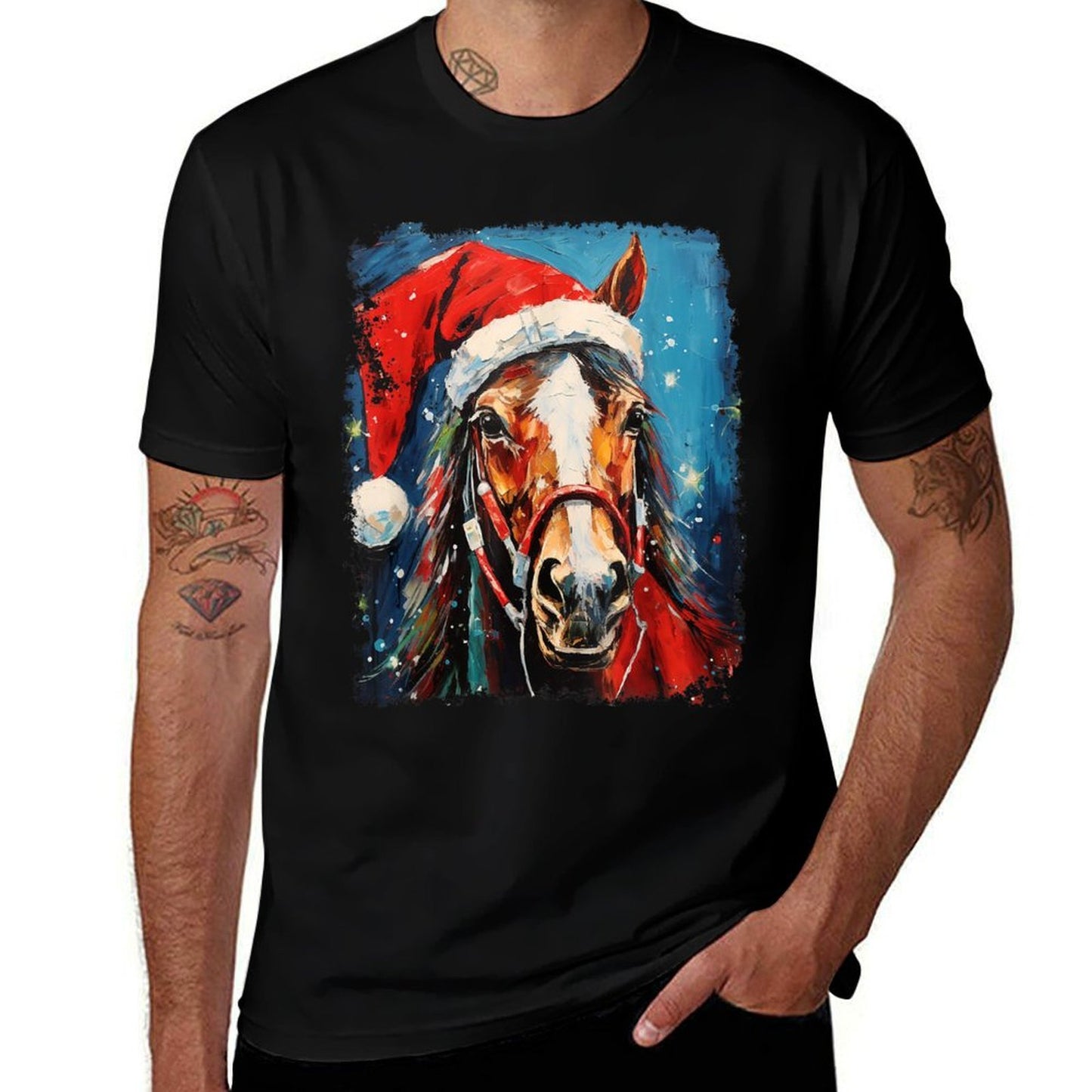 Horse Christmas  High-quality Stitching T-Shirt