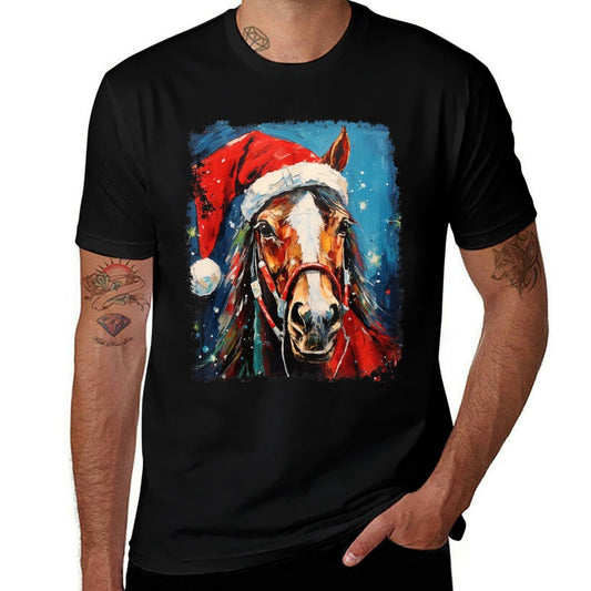 Horse Christmas  High-quality Stitching T-Shirt