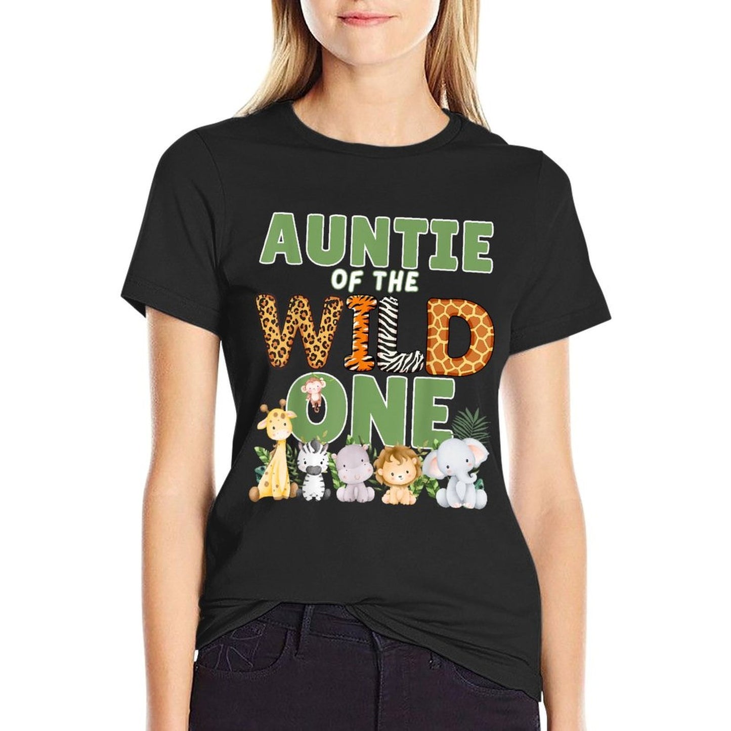 Auntie Of The Wild One 1st Birthday Safari Family Matching  Summer-ready Fabric T-Shirt