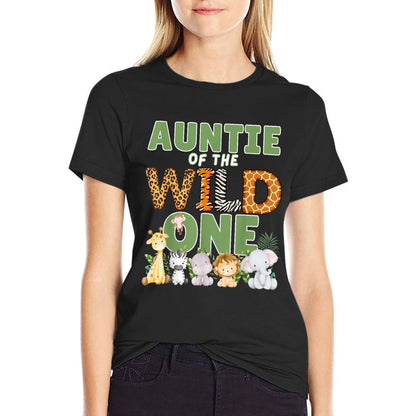Auntie Of The Wild One 1st Birthday Safari Family Matching  Summer-ready Fabric T-Shirt