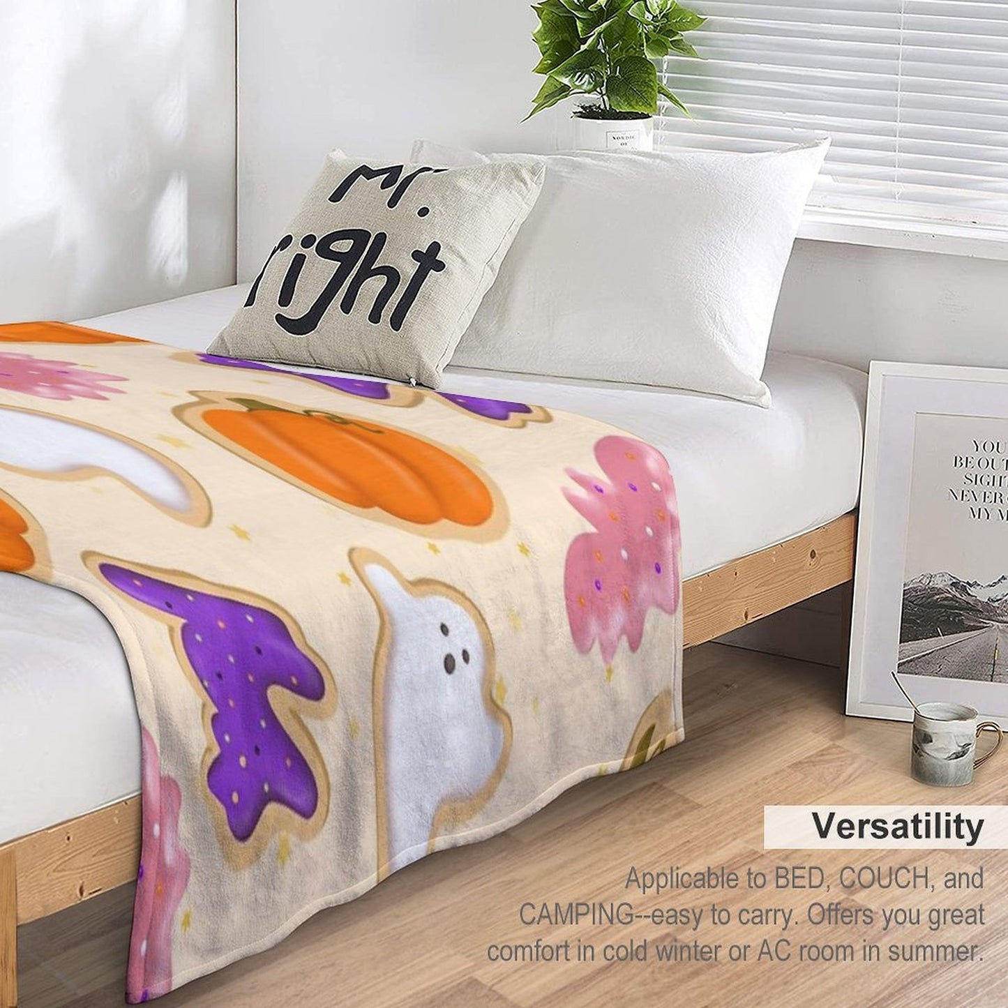 Halloween Cookies (Pink) Eco-conscious Throw Blanket