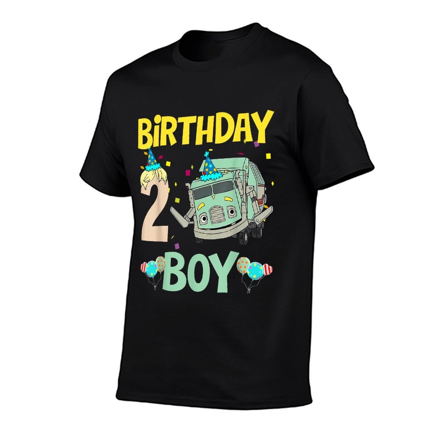Garbage Truck 2nd Birthday Boy Recycling Trash Family Gifts  Rolled Sleeves T-Shirt