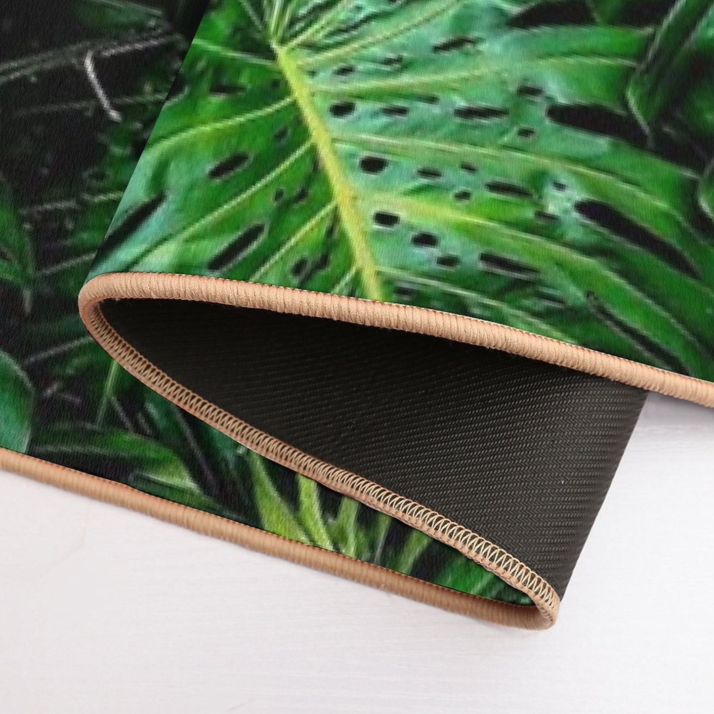 Monstera Deliciosa Tropical Green Foliage  Easy Maintenance Bath Mat