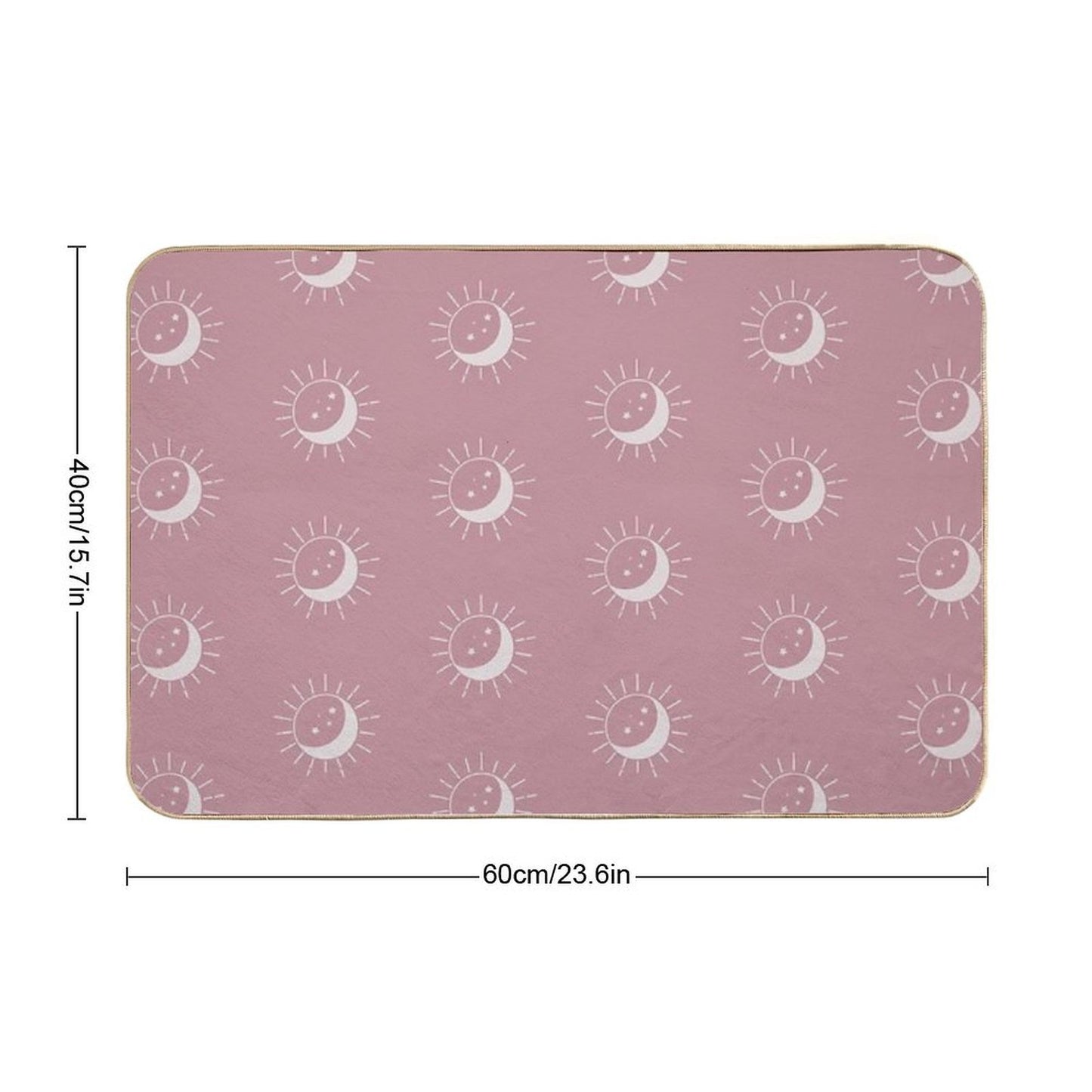 Pretty Sun And Moon Pattern Soft Aesthetic In Muted Colors Deep Pink  Long-Lasting Bath Mat