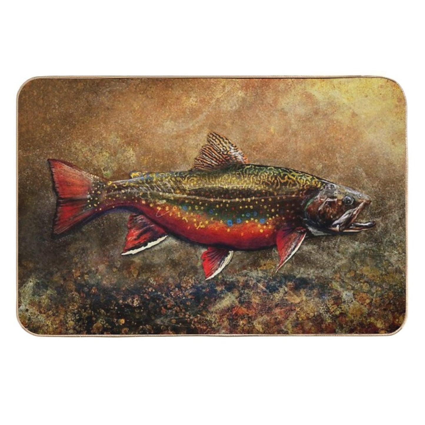 Spawning Male Brook Trout Illustration  Easy Maintenance Bath Mat
