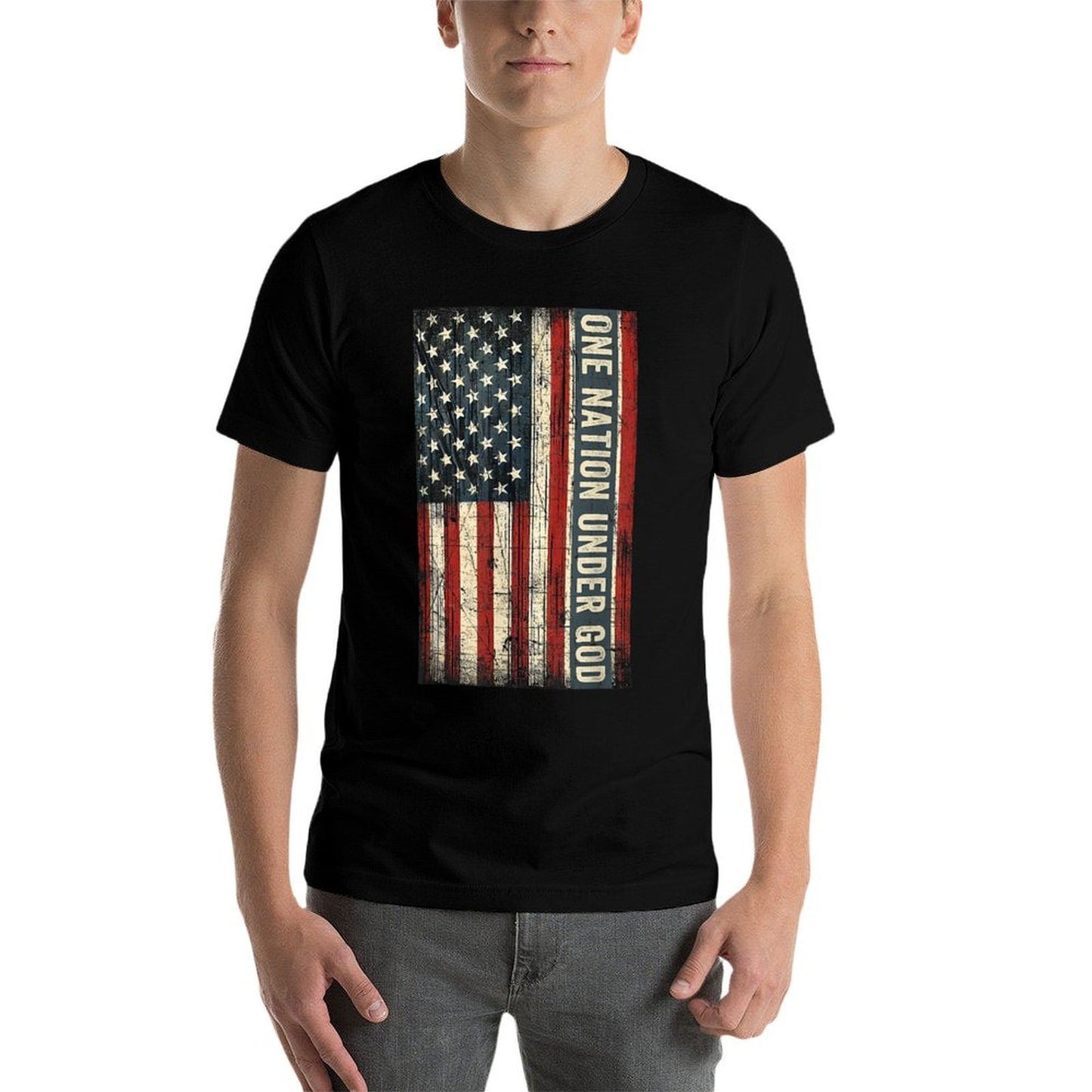 One Nation Under God 4th Of July American Christian  Trendy Pattern T-Shirt