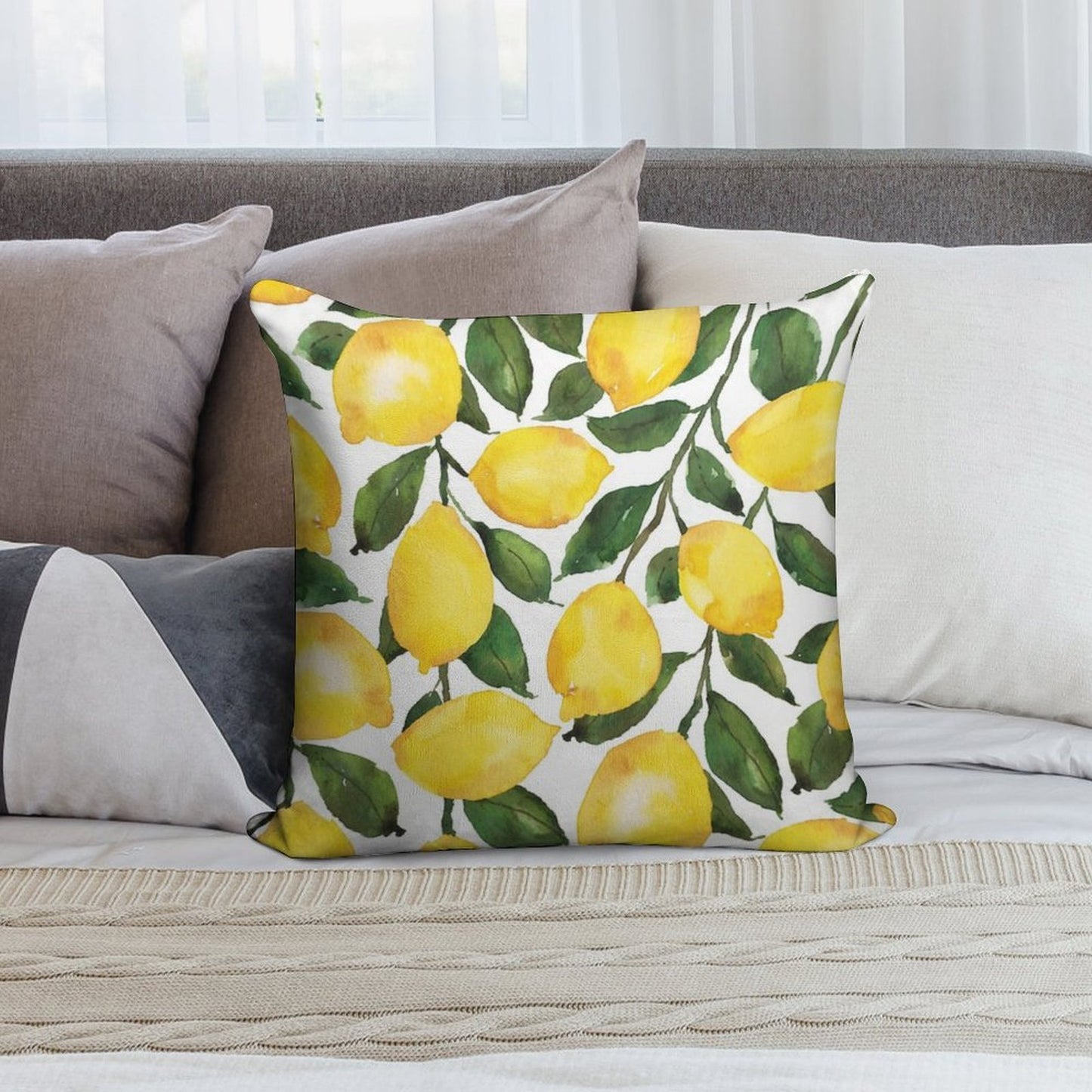 Le Le Lemons Soft Short Plush Fabric Throw Pillow
