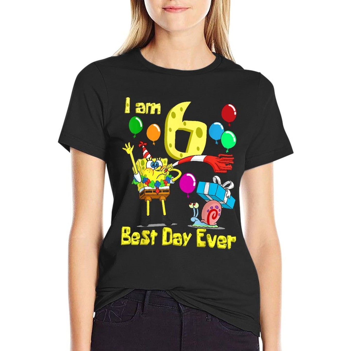 Mademark X SpongeBob SquarePants - SpongeBob I Am 6 Years Old Birthday Party  Easy-care T-Shirt