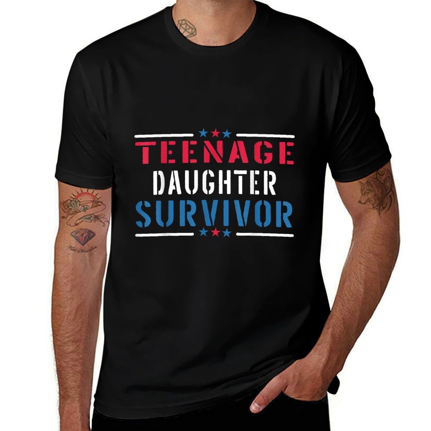 Funny Quotenage Daughter Survivor Vintage Fathers Day  Relaxed-fit T-Shirt