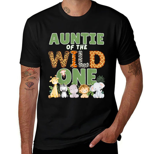 Auntie Of The Wild One 1st Birthday Safari Family Matching  Summer-ready Fabric T-Shirt