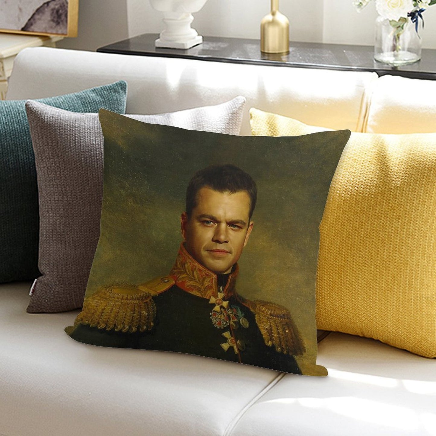 Matt Damon - Replaceface Soft Anti-Pilling Throw Pillow