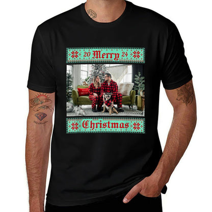 Custom Merry Christmas Photo for Men, Women And Kids - Customize with Your Photo  Tagless Design T-Shirt