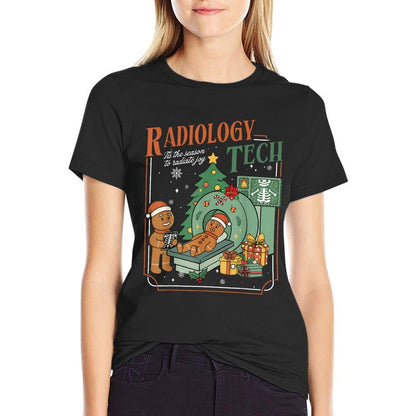 Christmas Radiology Tech Funny Gingerbread Man Radiate Joy  Graphic-printed T-Shirt