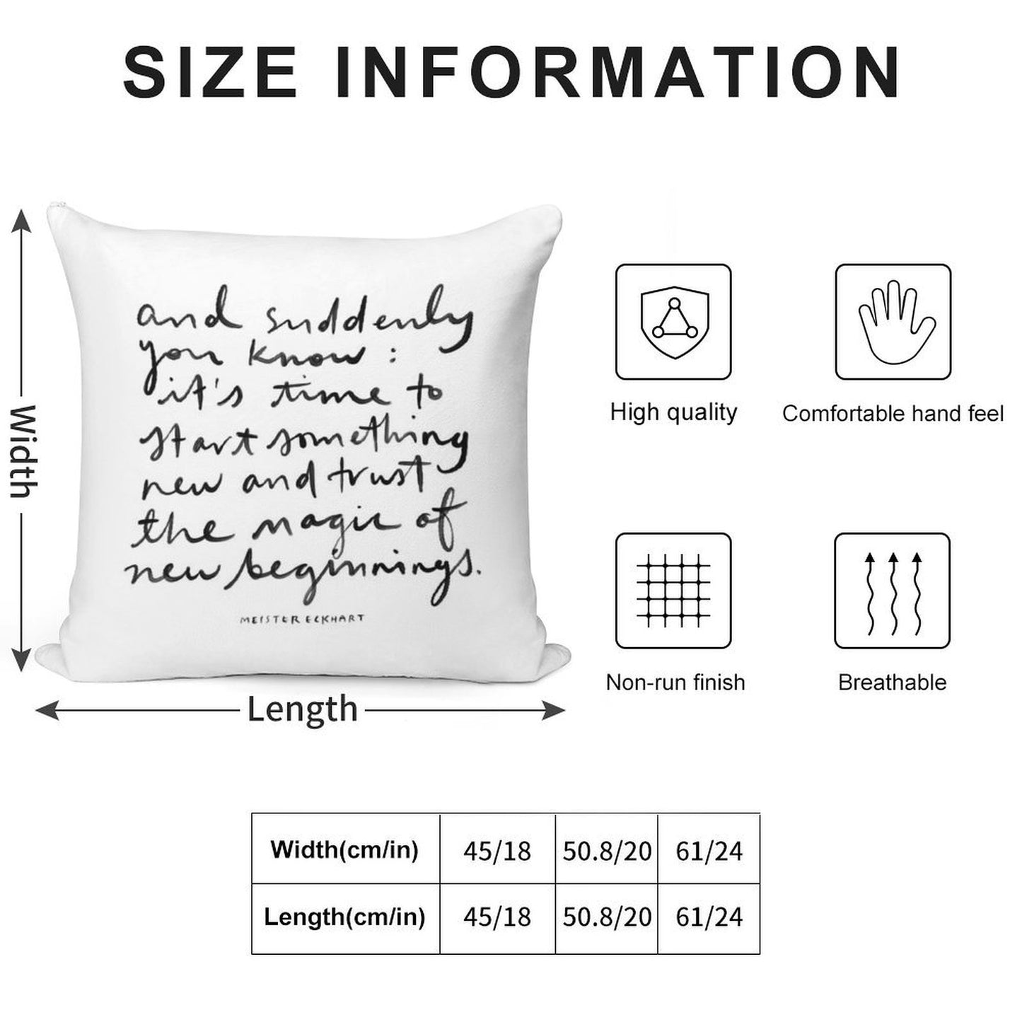 New Beginnings. Soft Reinforced Edging Throw Pillow