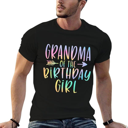 Grandma of The Birthday Girl Tie Dye Colorful Bday  Breathable T-Shirt