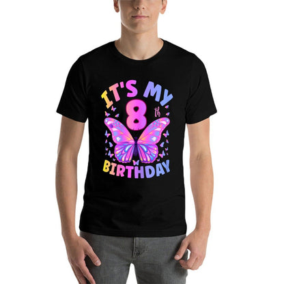 8th Birthday For Girls 8 Year Old Butterfly Birthday  Eco-friendly Material T-Shirt