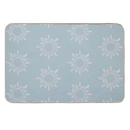 Cute Boho Sun Pattern Bohemian Aesthetic In Muted Colors Sky Blue  Easy Maintenance Bath Mat