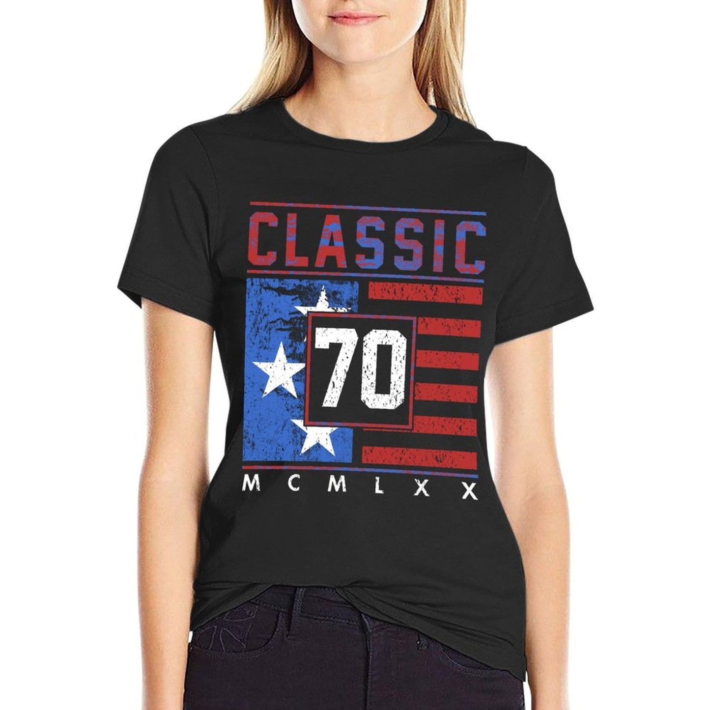 Classic American Patriotic Veteran's 50th Birthday  Ribbed Collar T-Shirt