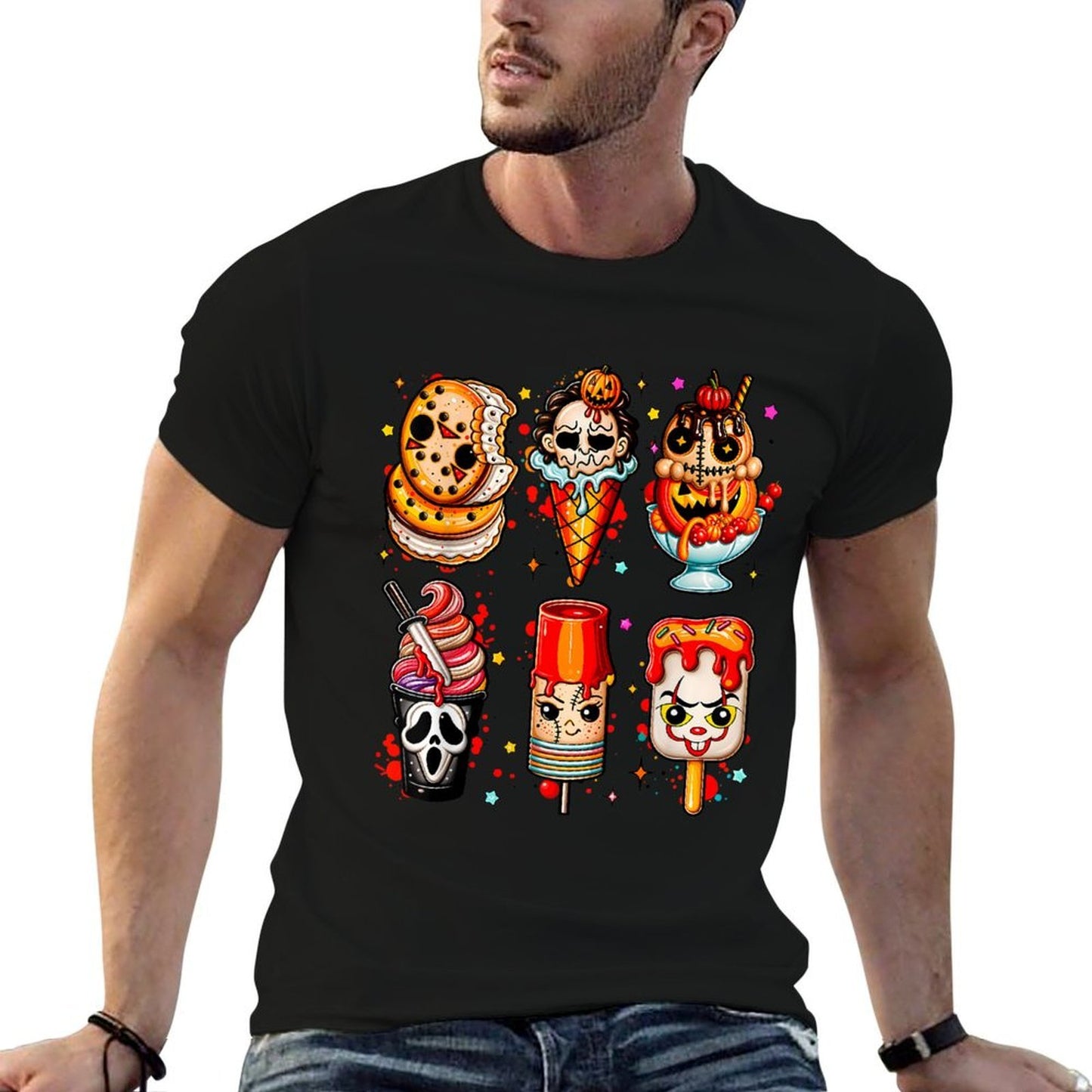 Horror Movies Summer Popsicle Halloween Ice Cream Summerween  Vintage-inspired T-Shirt