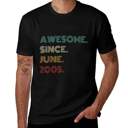 20 Years Old Awesome Since June 2005 20th Birthday  Heathered Texture T-Shirt