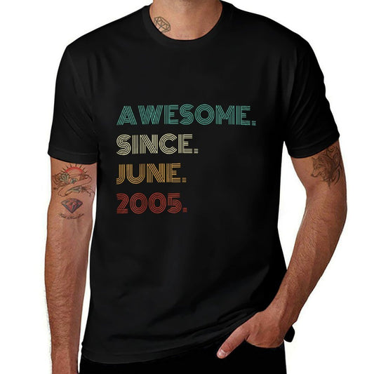 20 Years Old Awesome Since June 2005 20th Birthday  Heathered Texture T-Shirt