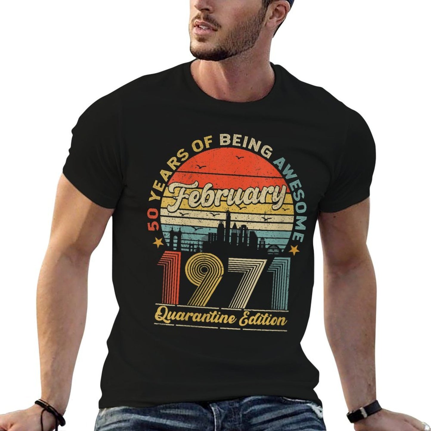Womens 50th Birthday Decoration February 1971 Men Women 50Years Old  Trendy Pattern T-Shirt