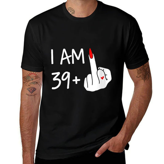 Womens I Am 39 Plus 1 Middle Finger 40th Birthday Women Mothers Day  Heathered Texture T-Shirt