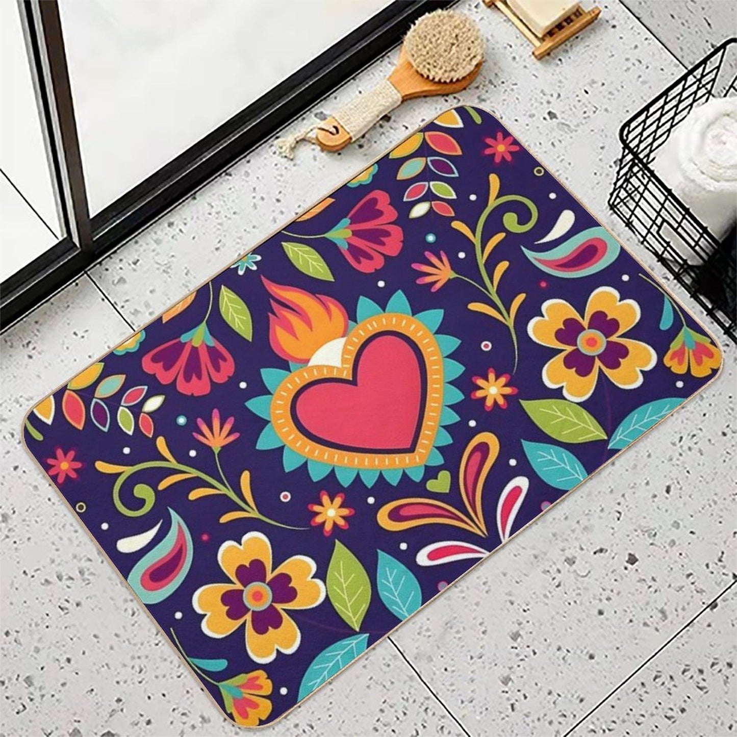 Otomi Sacred Heart  Anti-Trip Bath Mat