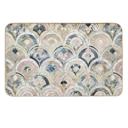 Art Deco Marble Tiles in Soft Pastels  Anti-Trip Bath Mat