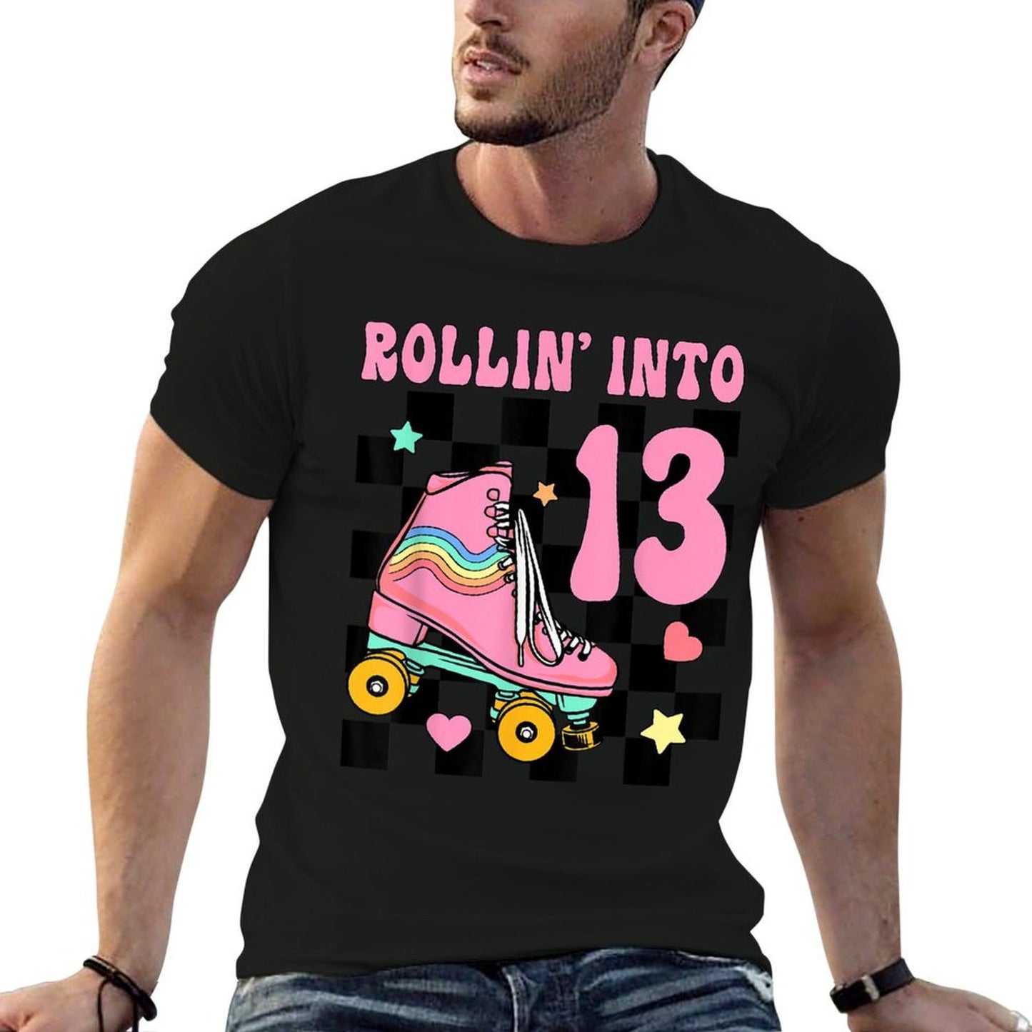 Rolling Into 13 Years Old Roller Skating Girl 13th Birthday  Stretchy T-Shirt