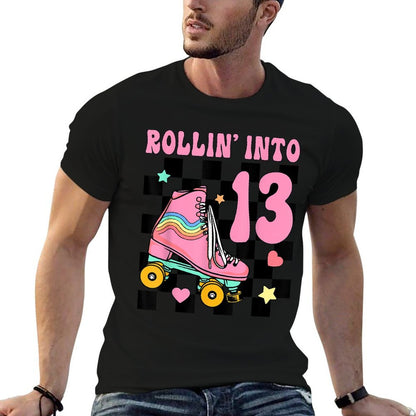 Rolling Into 13 Years Old Roller Skating Girl 13th Birthday  Stretchy T-Shirt
