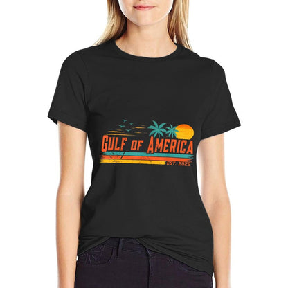 Vintage Gulf Of Us America Retro Sunset Gulf Of Us America Polyester Blend T-Shirt