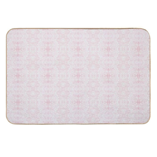 Paloma Faded Vintage Floral Damask in Light Pink And White  Stain-Proof Bath Mat