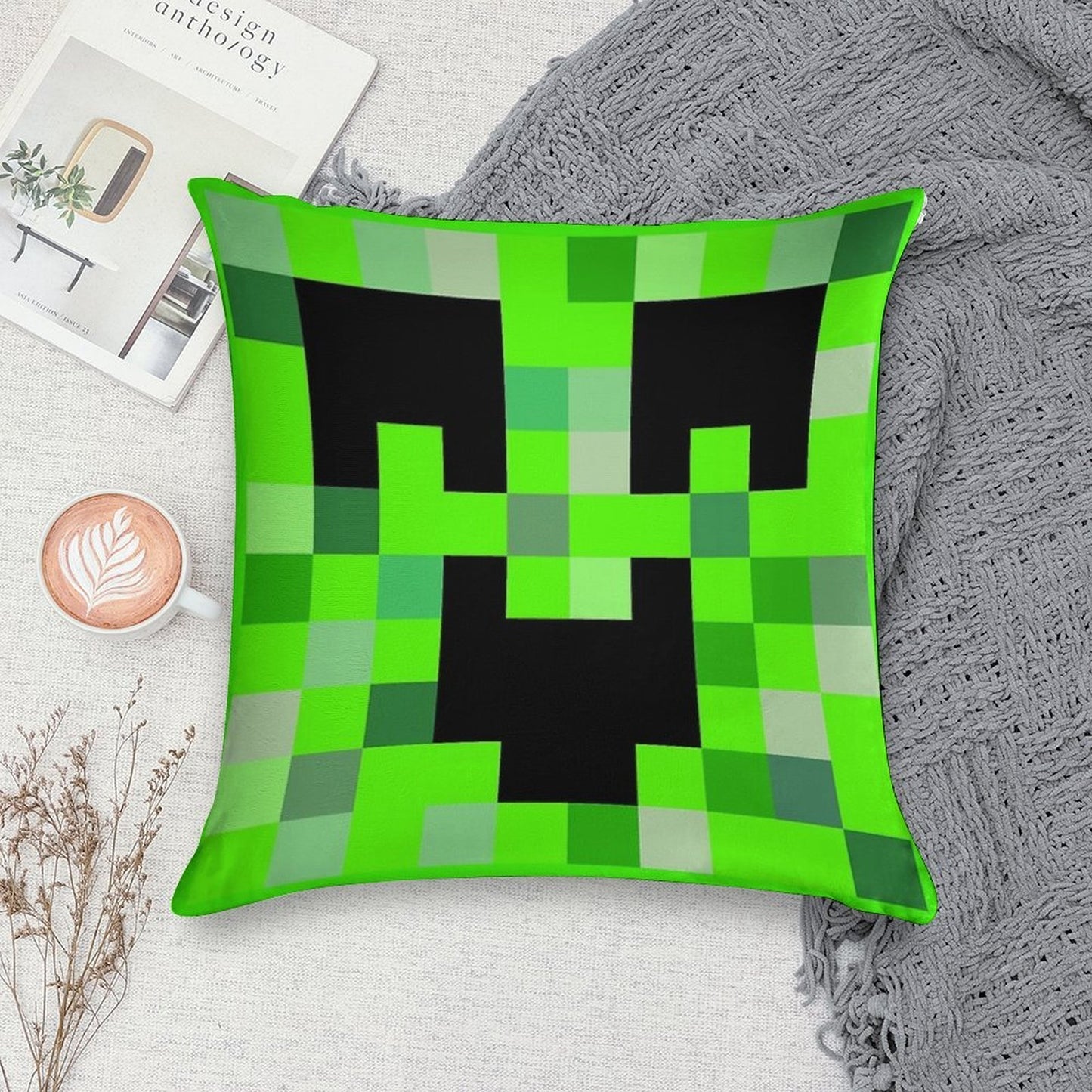 Kawaii Creeper Soft Luxury Feel Throw Pillow