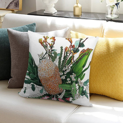Australian Native Arrangement Banksia Kangaroo Paw Soft Skin-Friendly Throw Pillow